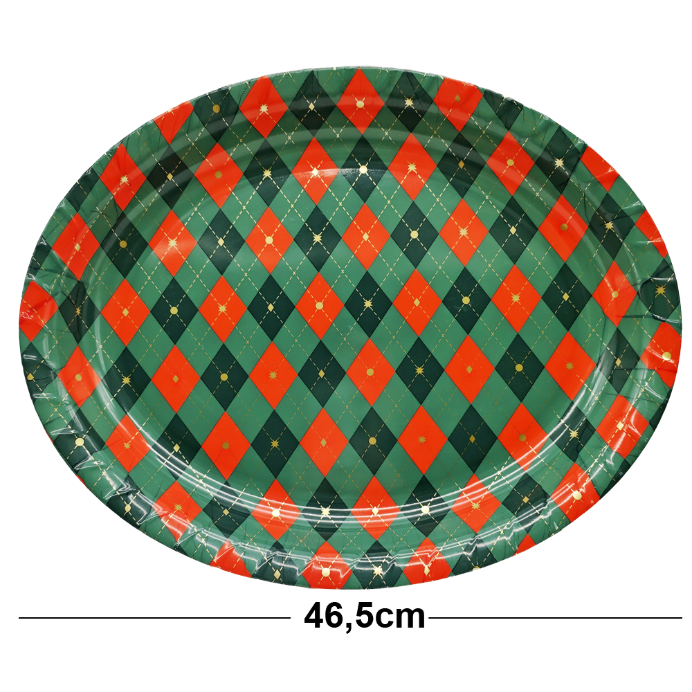 BANDEJA DE PLASTICO OVAL XADREZ 46,5X35,5CM