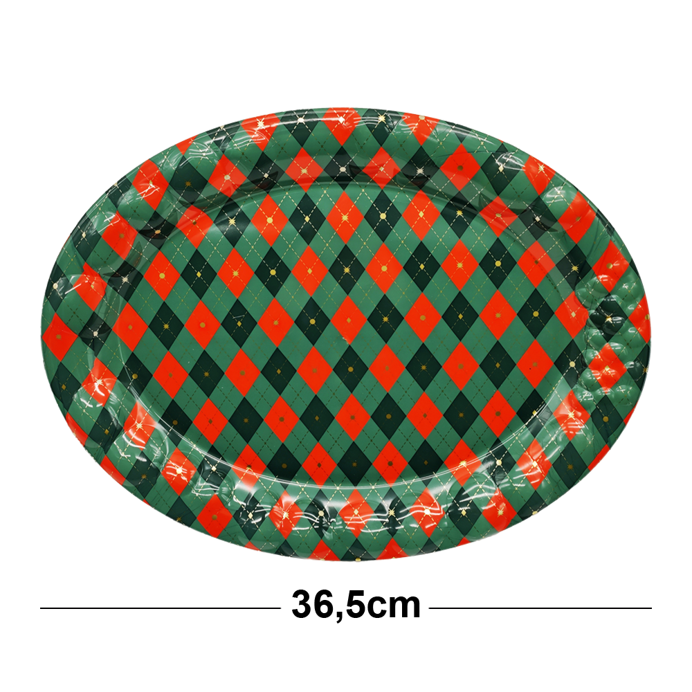 BANDEJA DE PLASTICO OVAL XADREZ 36,5X28,5CM