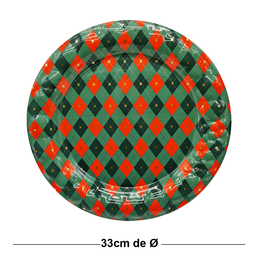 BANDEJA DE PLASTICO REDONDA XADREZ 33CM DE Ø