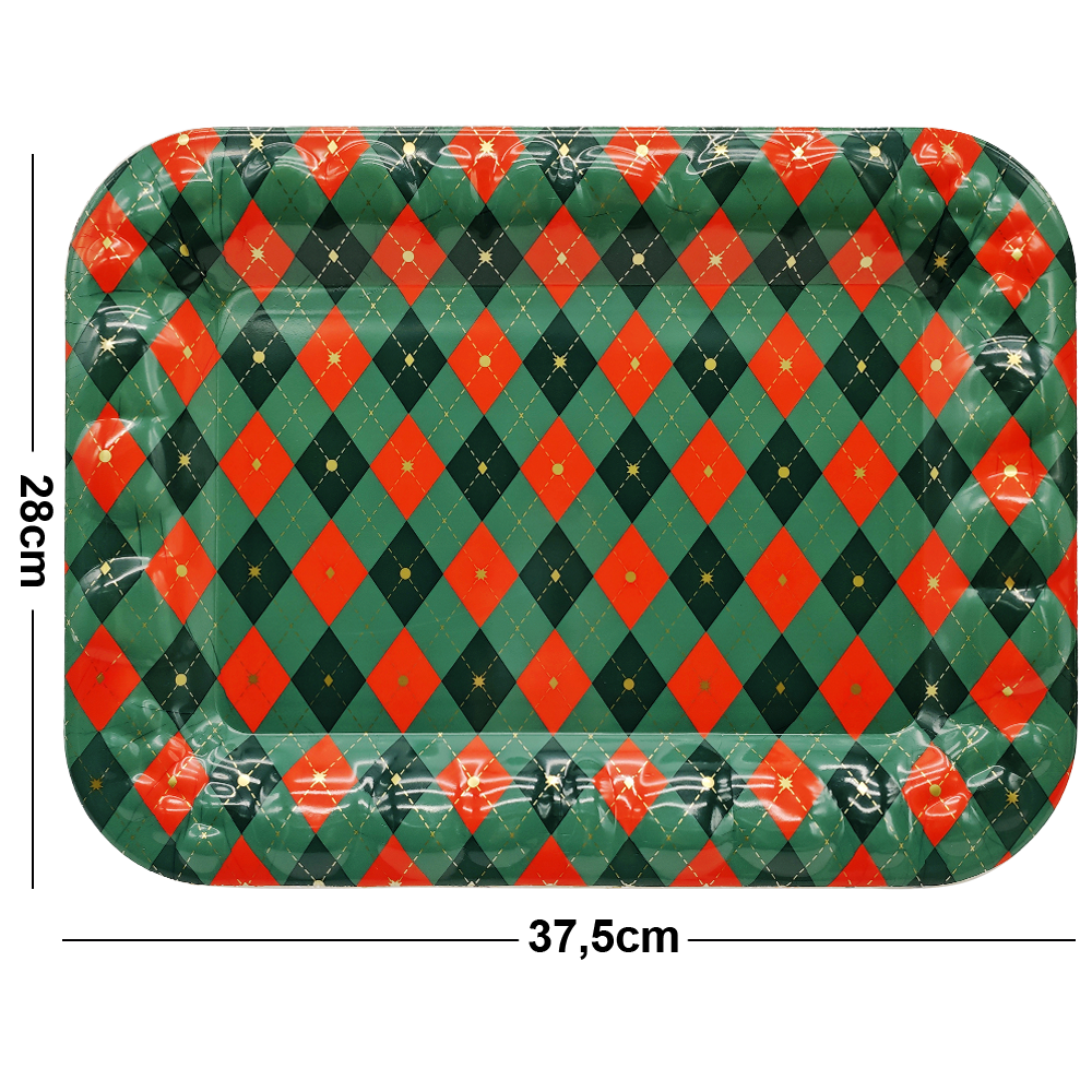 BANDEJA DE PLASTICO RETANGULAR XADREZ 37,5X28CM