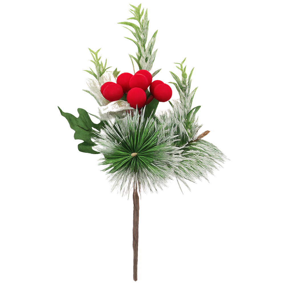 PICK NATALINO AZEVINHOS / FOLHA NEVADA COM BOLAS VM 23CM