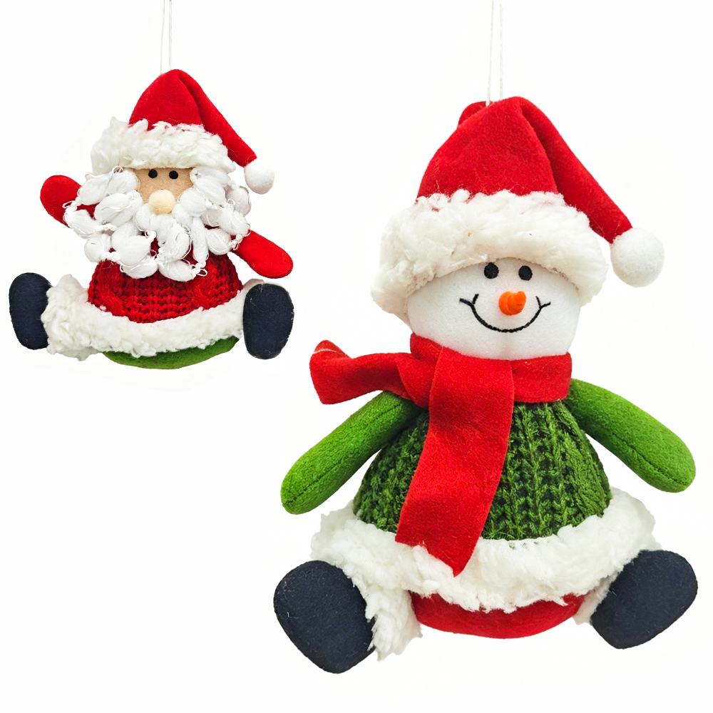 PENDENTE PAPAI NOEL / BONECO DE NEVE PERNA ABERTA VM / VD 16CM