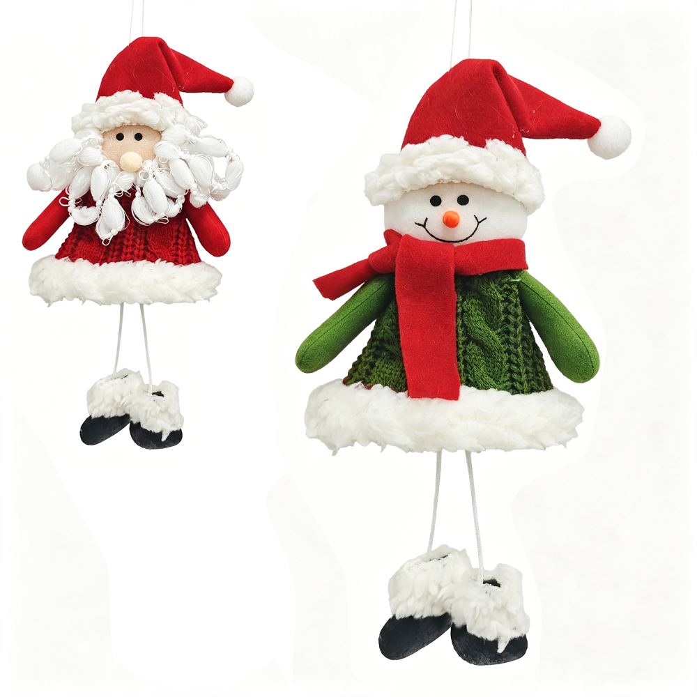 PENDENTE PAPAI NOEL / BONECO DE NEVE PERNA CORDA VM/VD 25CM