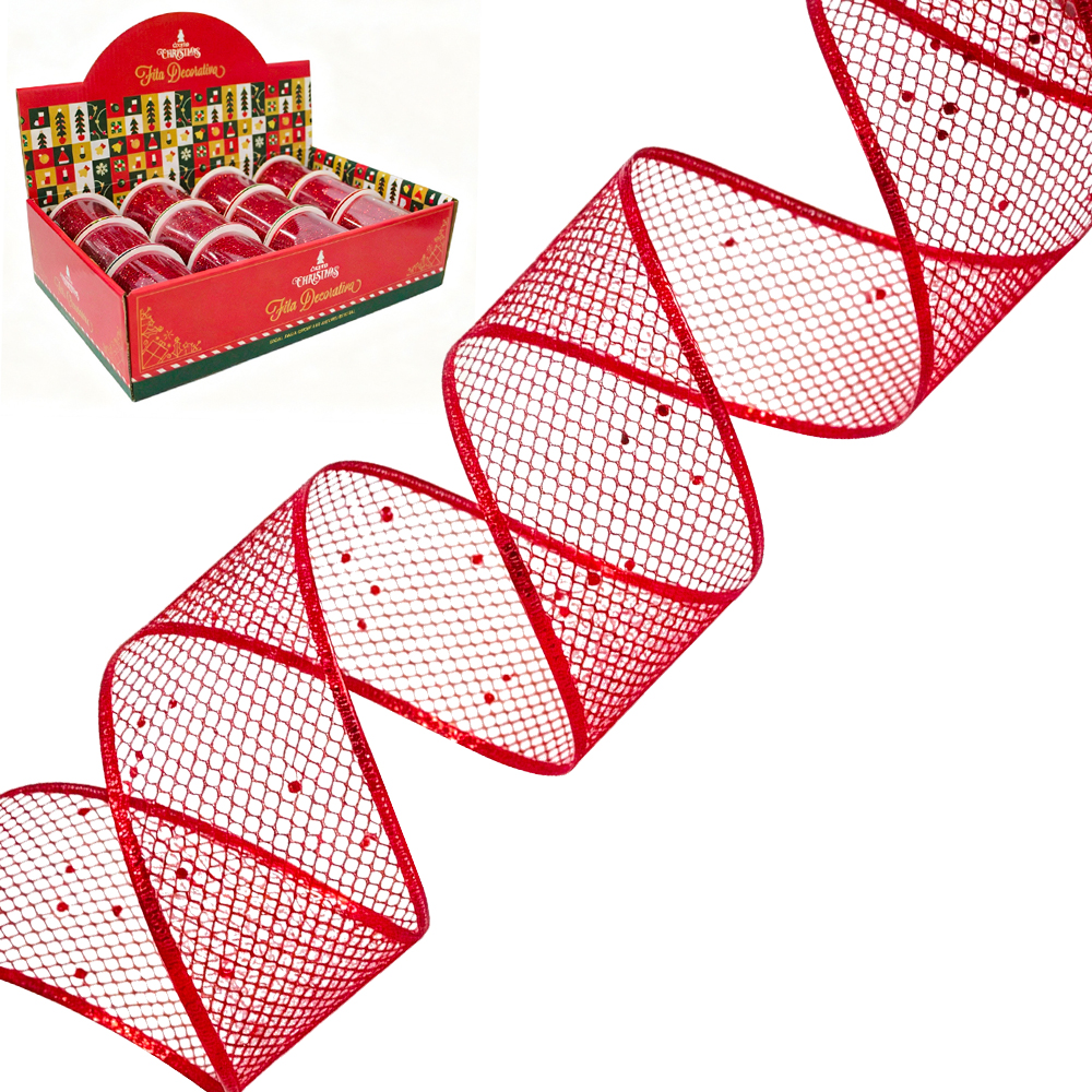 FITA ARAMADO VERMELHO COM GLITTER 6,3X270CM DP PLAY