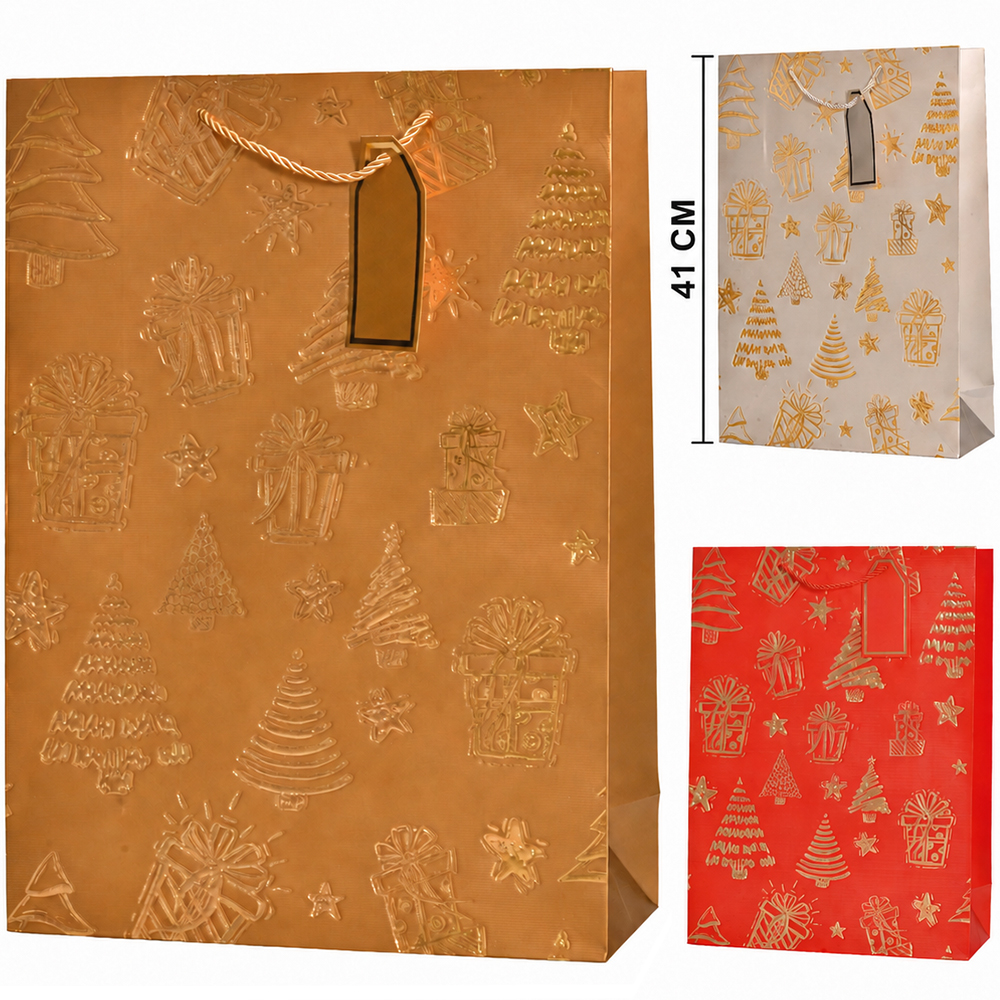 BOLSA SACOLA DE FIBRA DE CELULOSE PARA PRESENTE 41X30X12CM