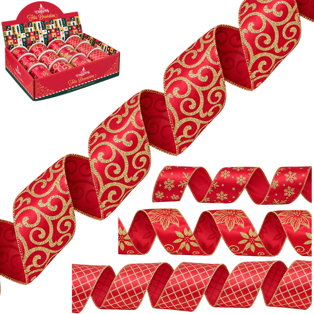 FITA ARAMADO VERMELHA COM GLITTER 6,3X270CM DP PLAY