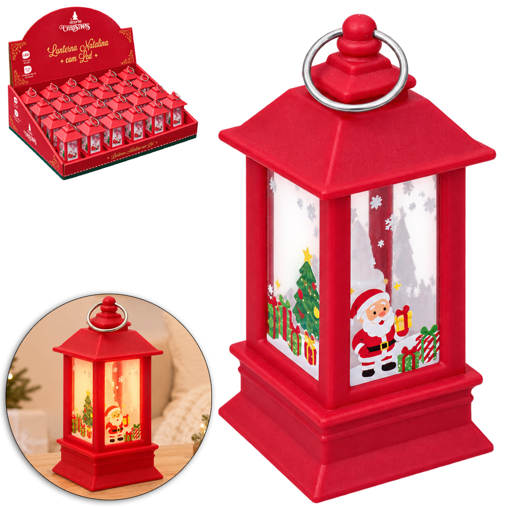 VELA DECORATIVA ELETRONICA DE LED LAMPARINA PAPAI NOEL A BATERIA 9X4,2X7,2CM