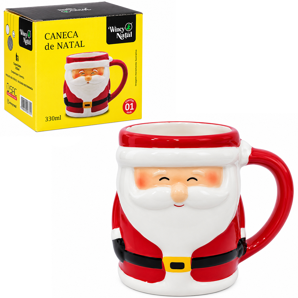 CANECA DE PORCELANA PAPAI NOEL 330ML