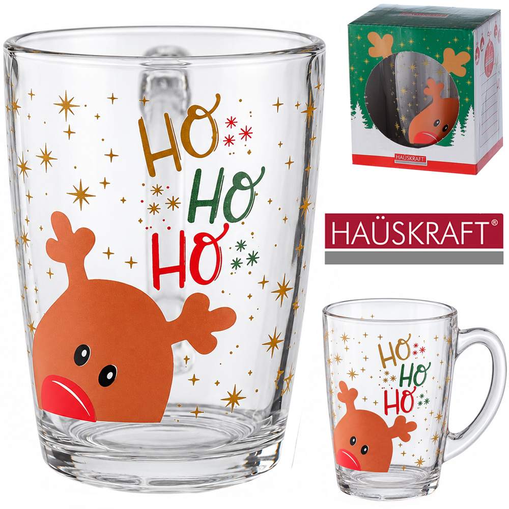 CANECA XICARA DE NATAL DE VIDRO RENA HAUSKRAFT 350ML