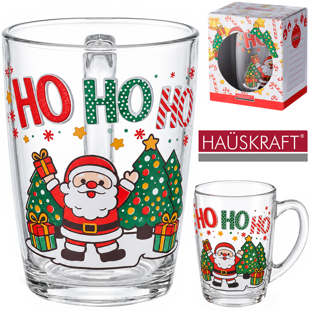 CANECA XICARA DE NATAL DE VIDRO NOEL ARVORE HAUSKRAFT 350ML