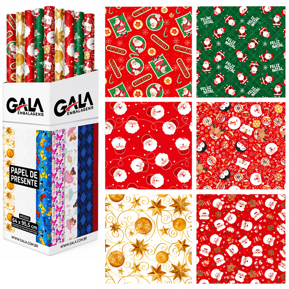 PAPEL DE PRESENTE ROLO COM 1 FOLHA 64X95,5CM 