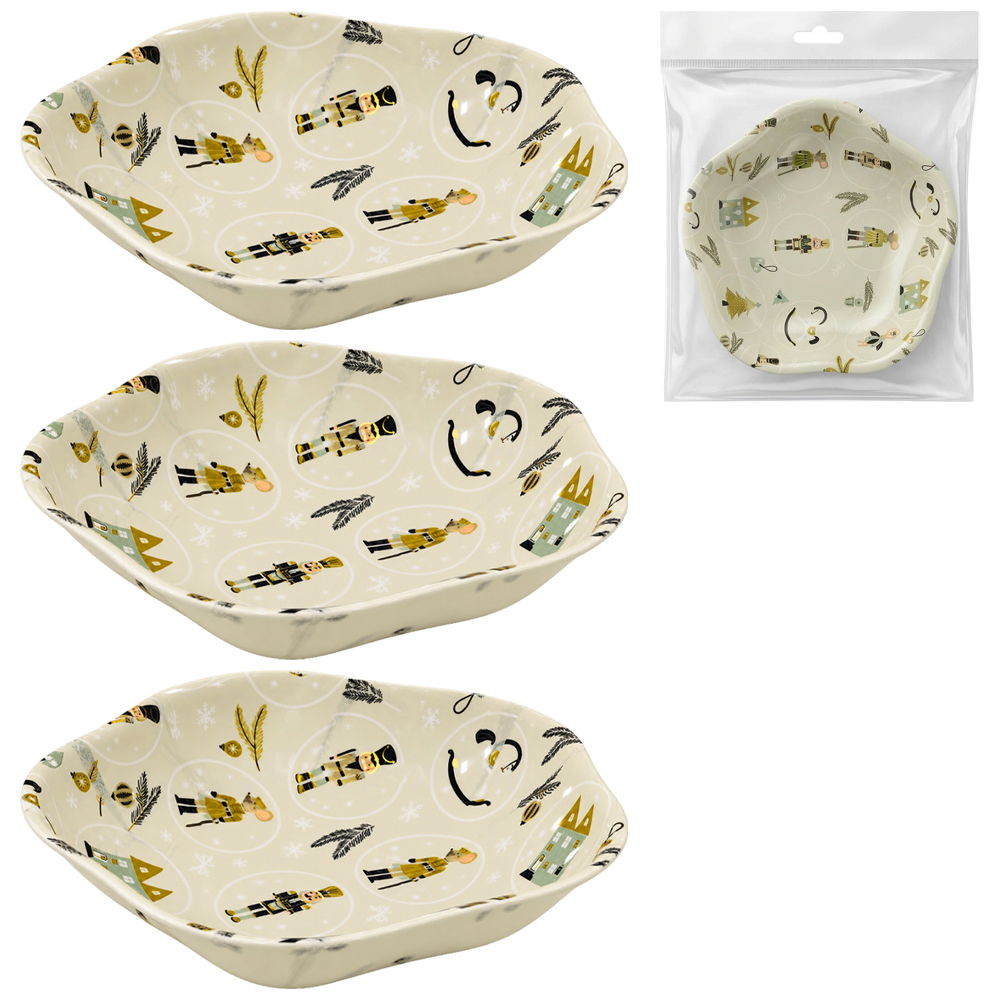 TIGELA DE PLASTICO ONDULADA QUEBRA NOZES COM 3 PECAS 15,5X3,5CM