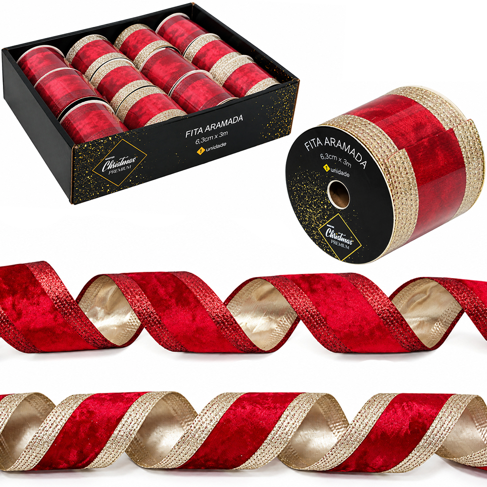 FITA ARAMADO VELUDO VERMELHO PREMIUM 6,3X3M DP PLAY