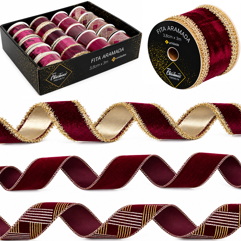 FITA ARAMADO FIGURA NATALINA VINHO PREMIUM 3,8CMX3M DP PLAY