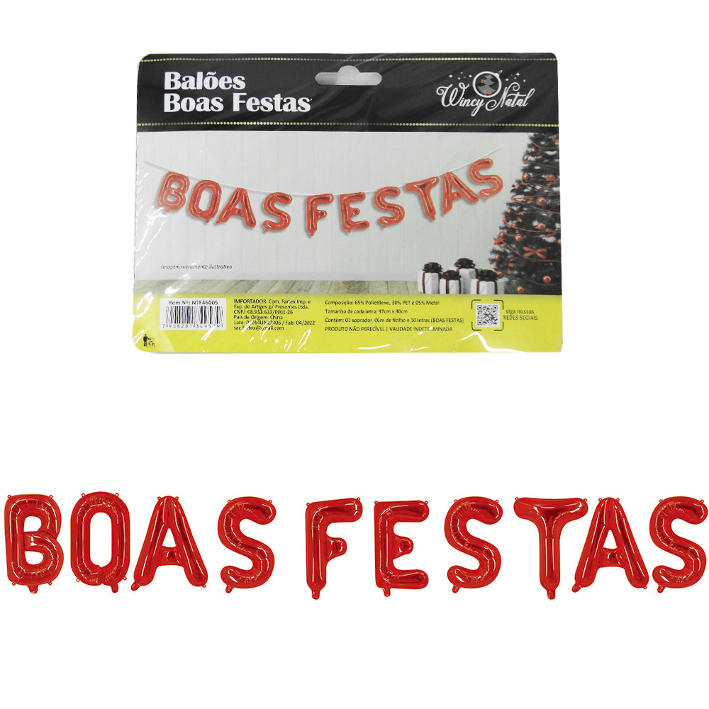 BALAO / BEXIGA BOAS FESTAS 6MX37CM