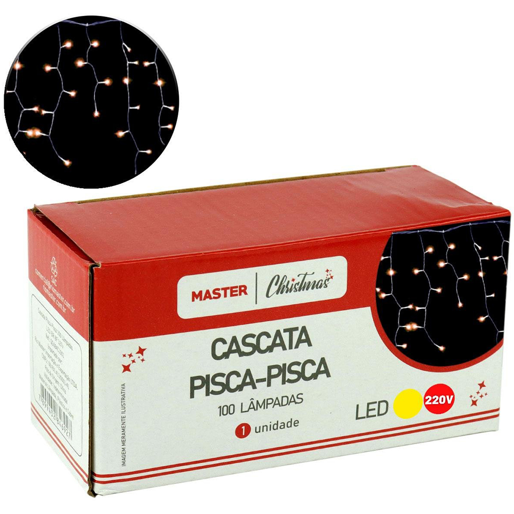 CASCATA 100 LEDS BRANCO QUENTE 220V 1,9M