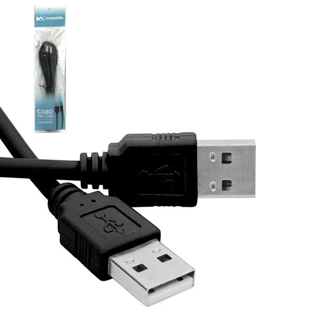 CABO EXTENSOR USB MACHO X USB MACHO 2.0 MAXMIDIA 1,5M 