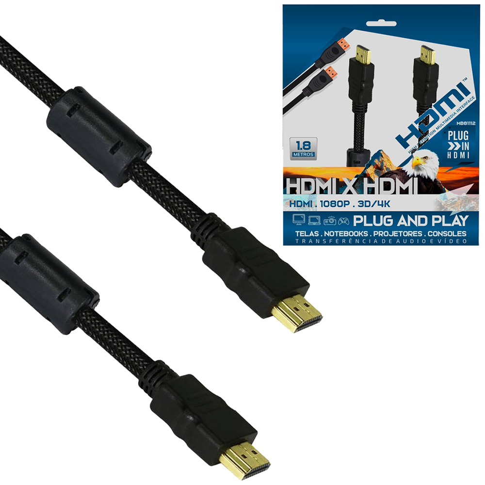 CABO HDMI X HDMI 1.4 1080P 3D/4K 1,8M