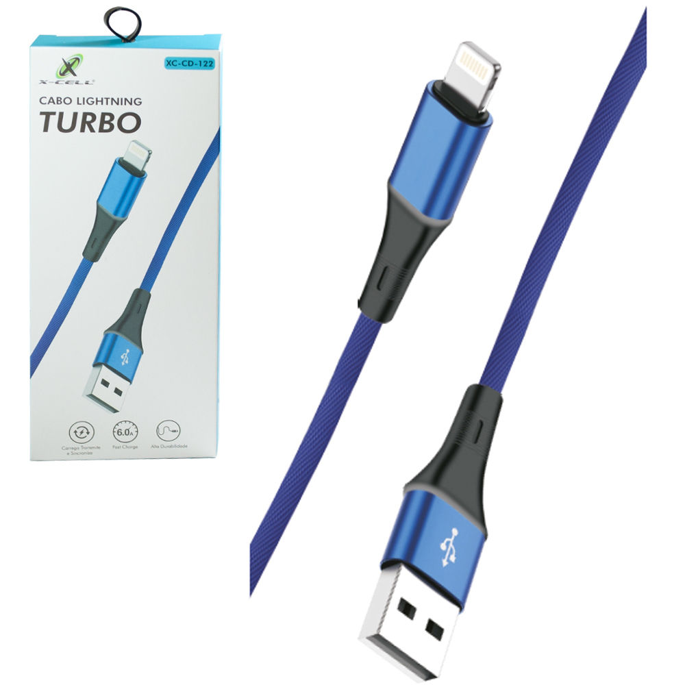 CABO PARA CELULAR TURBO USB X IP5/6/7/8/X X-CELL 1M