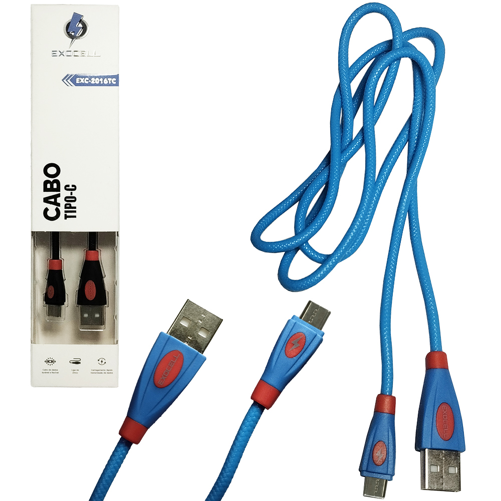 CABO PARA CELULAR USB X TIPO C 3,1A EXOCELL 1M 