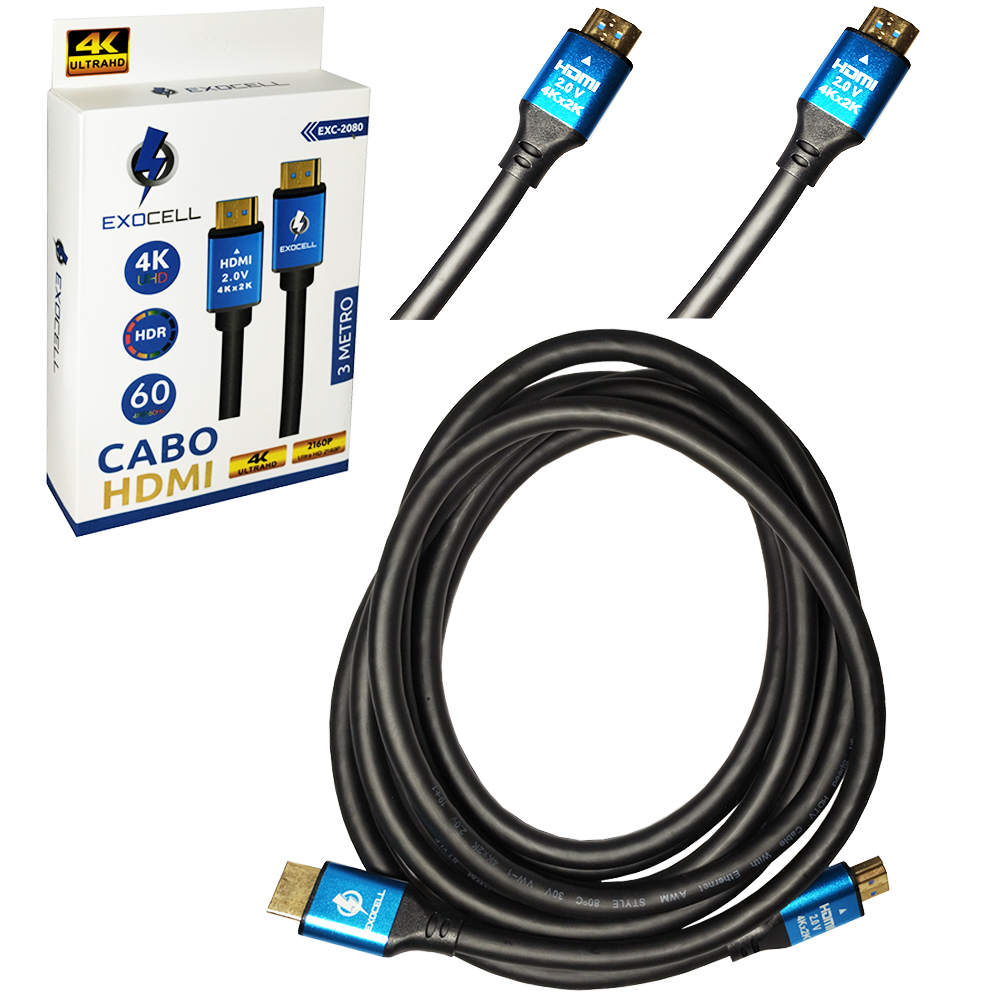 CABO HDMI X HDMI 1.4 4K ULTRA HD 2160P EXOCELL 3M