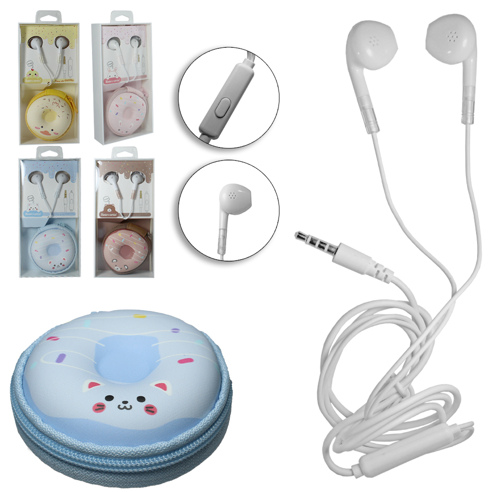 FONE DE OUVIDO IN EAR ESTEREO P2 COM MICROFONE 115CM NO ESTOJO BICHINHO