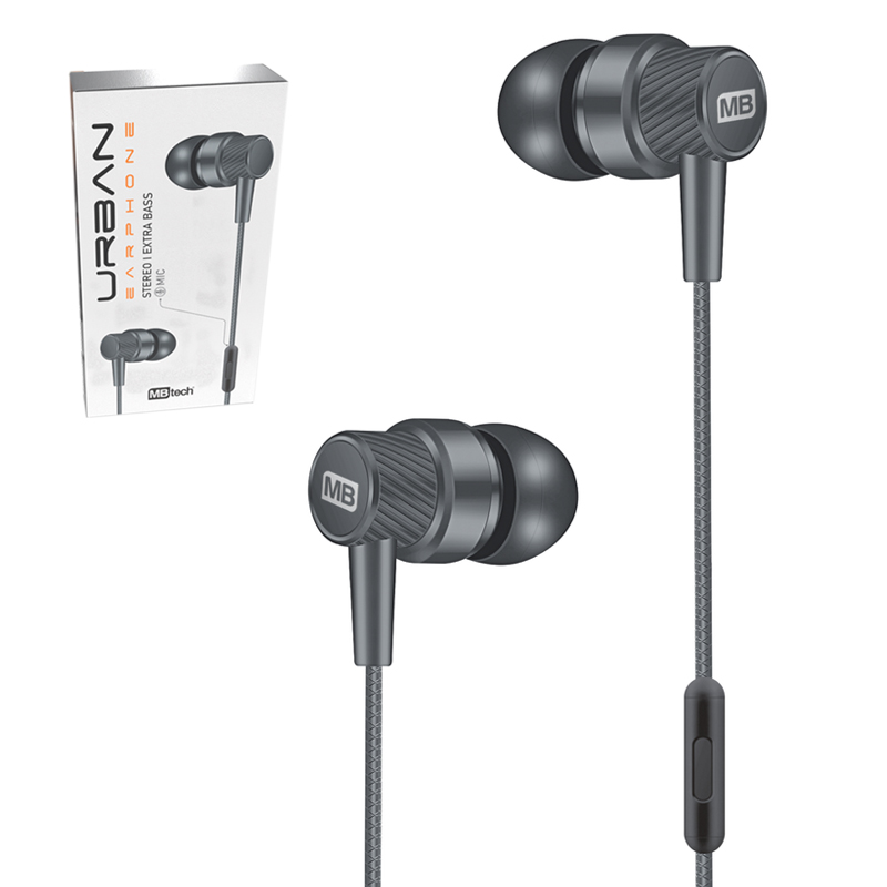 FONE DE OUVIDO IN EAR ESTEREO COM MICROFONE EXTRA BASS URBAN 130CM