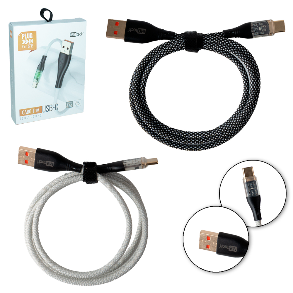 CABO PARA CELULAR USB X TIPO C 2,8A MB TECH 1M