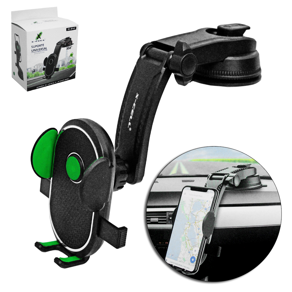 SUPORTE AUTOMOTIVO UNIVERSAL 360º PARA CELULAR / GPS COM VENTOSA X-CELL 