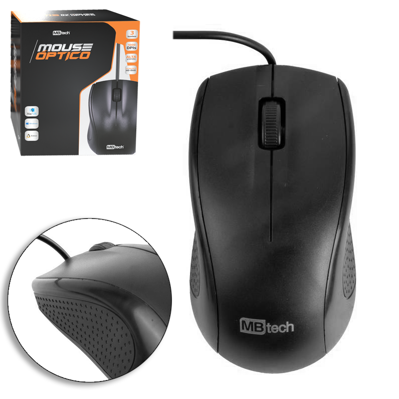 MOUSE OPTICO COM FIO USB PRETO 1,5M