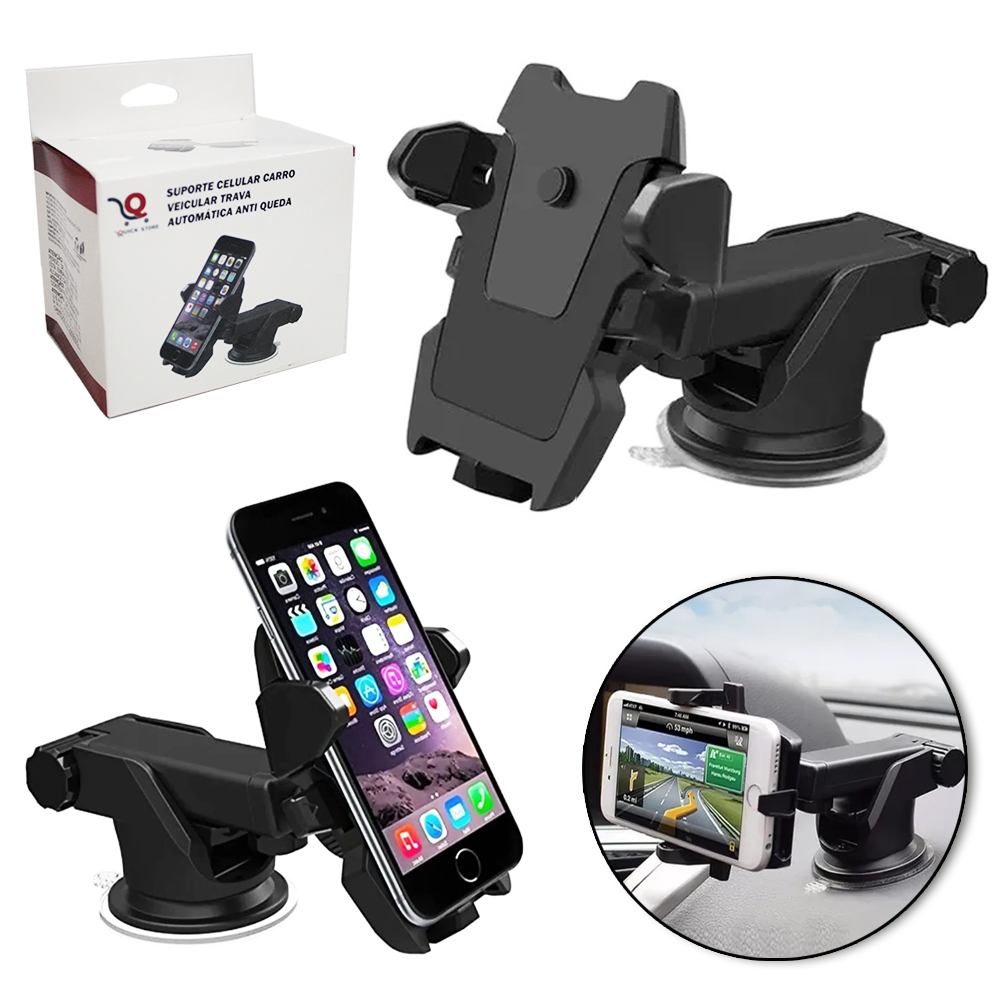SUPORTE AUTOMOTIVO UNIVERSAL 360º PARA CELULAR/GPS COM VENTOSA