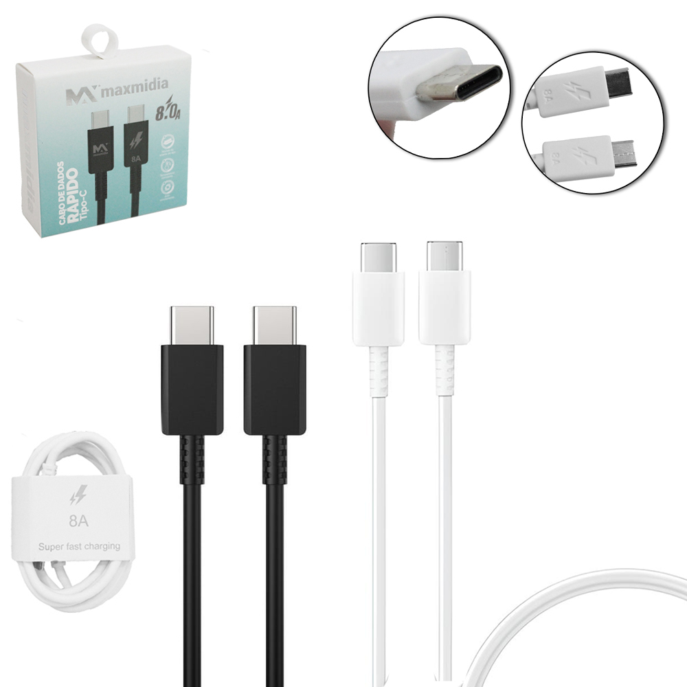 CABO PARA CELULAR TIPO C X TIPO C 8.0A MAXMIDIA 1M