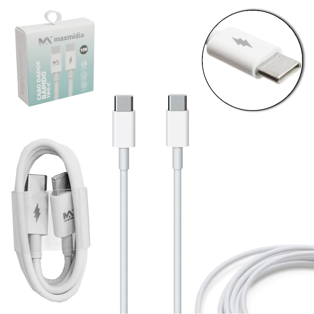 CABO PARA CELULAR TIPO C X TIPO C 18W MAXMIDIA 1M