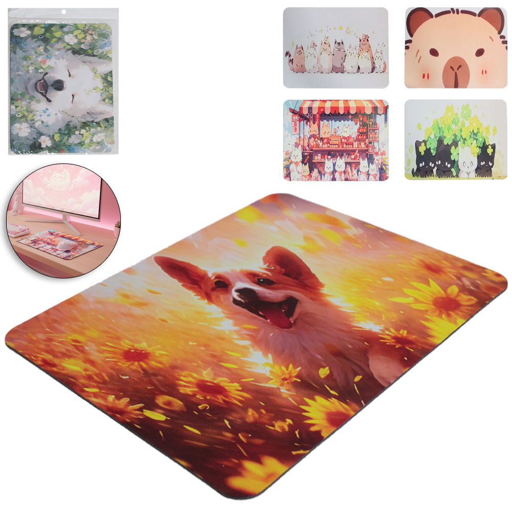 MOUSE PAD EMBORRACHADO ANTIDERRAPANTE BICHINHOS 26X21CM