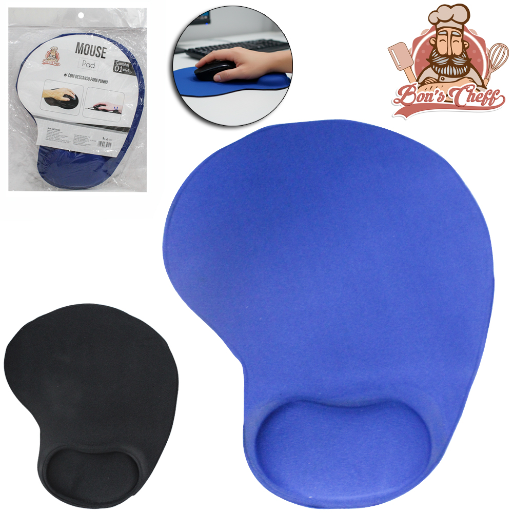 MOUSE PAD EMBORRACHADO ANTIDERRAPANTE COM DESCANSO DE PUNHO COLORS 25,5X20CM