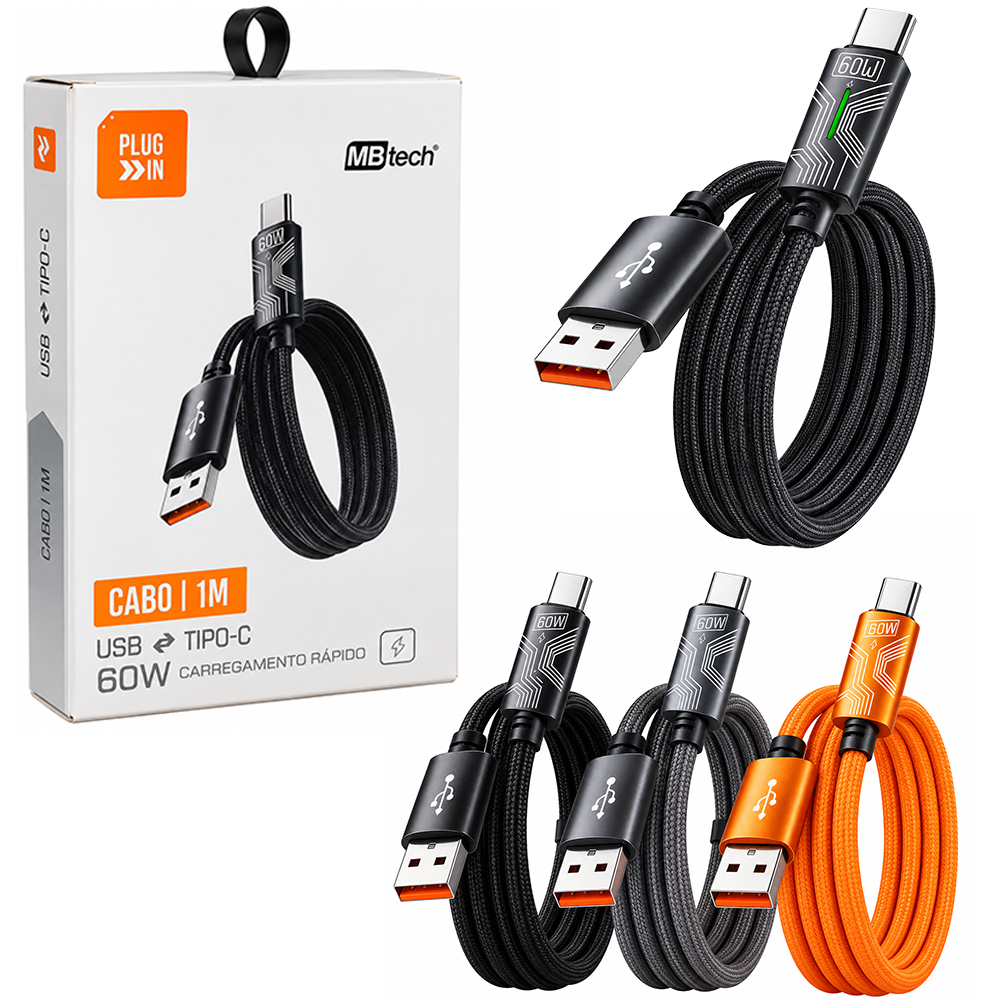 CABO PARA CELULAR USB X TIPO C 60W 1M