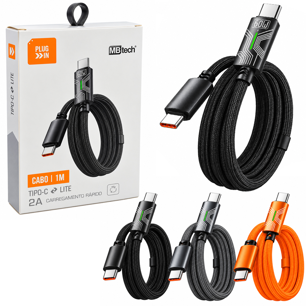 CABO PARA CELULAR TIPO C X TIPO C 60W 1M