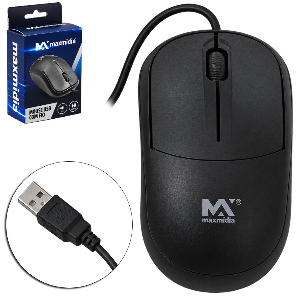 MOUSE OPTICO COM FIO 1000 DPI MAXMIDIA
