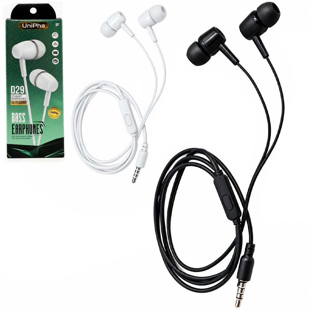 FONE DE OUVIDO IN EAR ESTEREO P3 COM MICROFONE BASS EARPHONES 1M