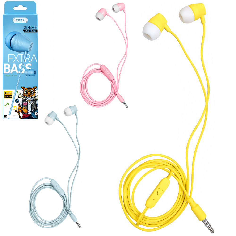 FONE DE OUVIDO IN EAR ESTEREO P3 COM MICROFONE EXTRA BASS 1M