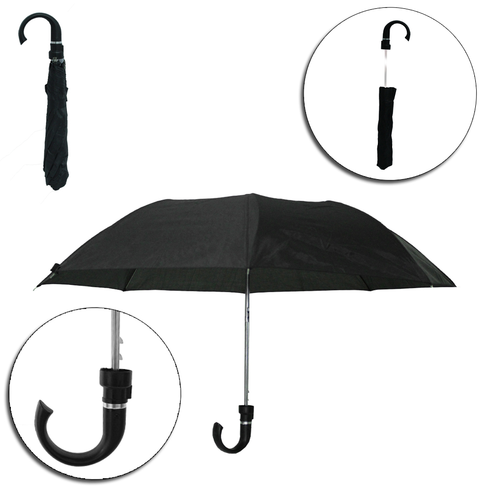 GUARDA CHUVA SOMBRINHA DE POLIESTER AUTOMATICO RETRATIL 8 VARETAS CABO CURVO 90CM DE Ø