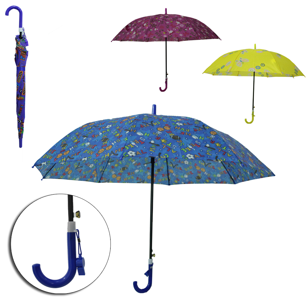 GUARDA CHUVA INFANTIL DE POLIESTER AUTOMATICO RAINY DAY 8 VARETAS CABO CURVO 87CM DE Ø