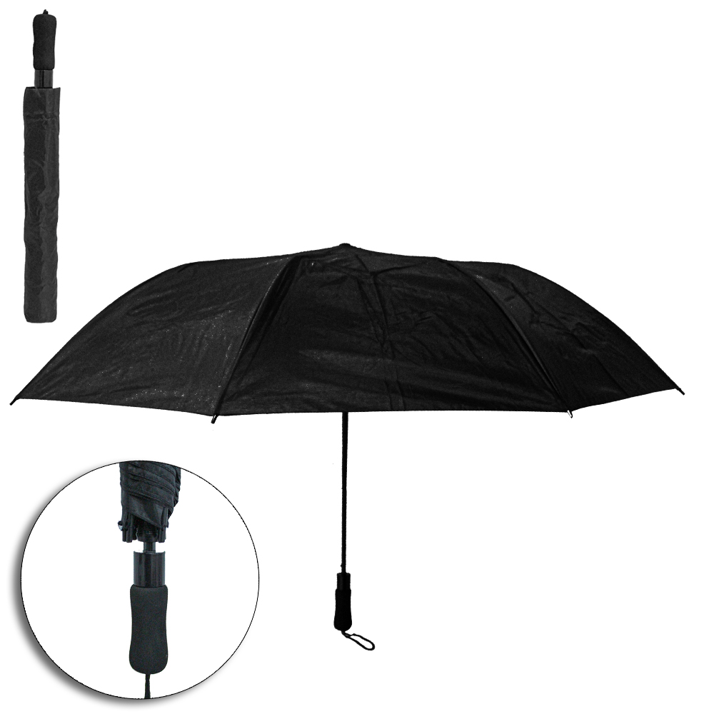 GUARDA CHUVA DE POLIESTER AUTOMATICO RETRATIL RAINY DAY 8 VARETAS CABO RETO EMBORRACHADO 120CM DE Ø