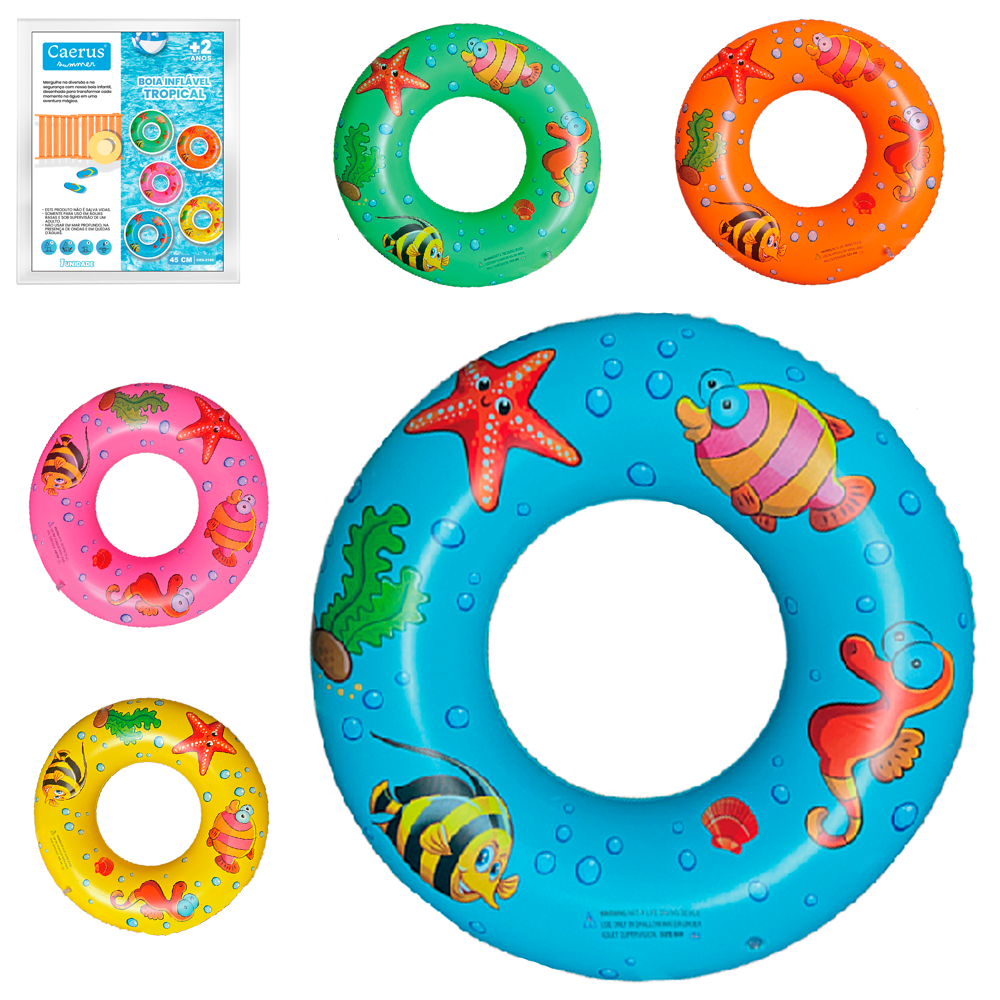 BOIA CIRCULAR INFLAVEL TROPICAL FUNDO DO MAR CAERUS SUMMER 45CM DE Ø 