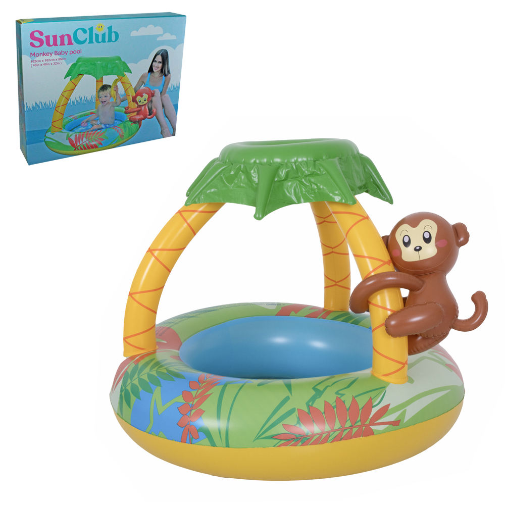 PISCINA INFLAVEL COM COBERTURA COQUEIRO E MACACO 40L 80X102CM DE Ø