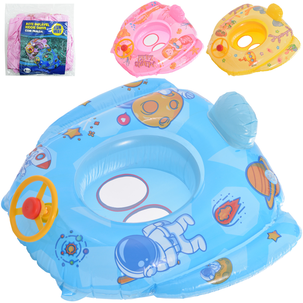 BOIA / BOTE INFLAVEL KIDDIE DRIVE FRALDA + VOLANTE E SOM 70X66CM