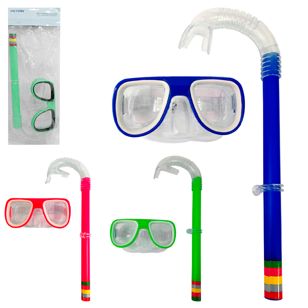 KIT OCULOS DE NATACAO / MERGULHO MASCARA + SNORKEL COM 2 PECAS