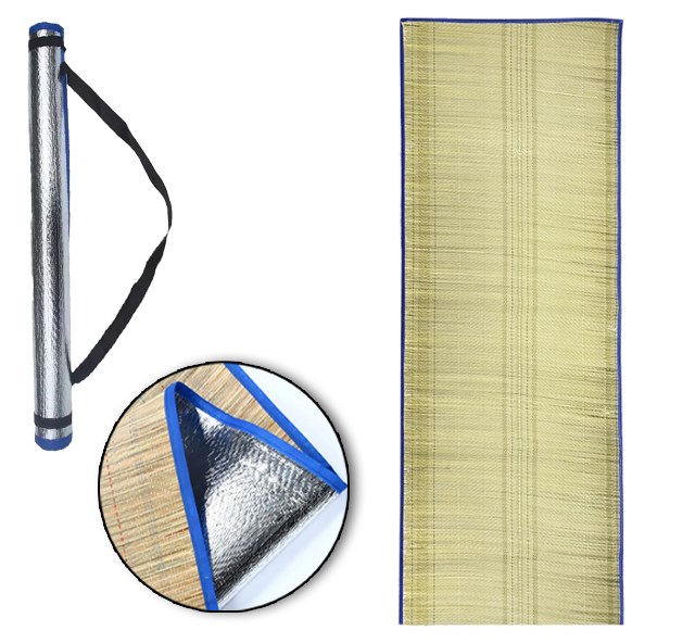 ESTEIRA DE PRAIA DE PALHA COM PROTECAO TERMICA + ALCA MAXSOL 170X60CM