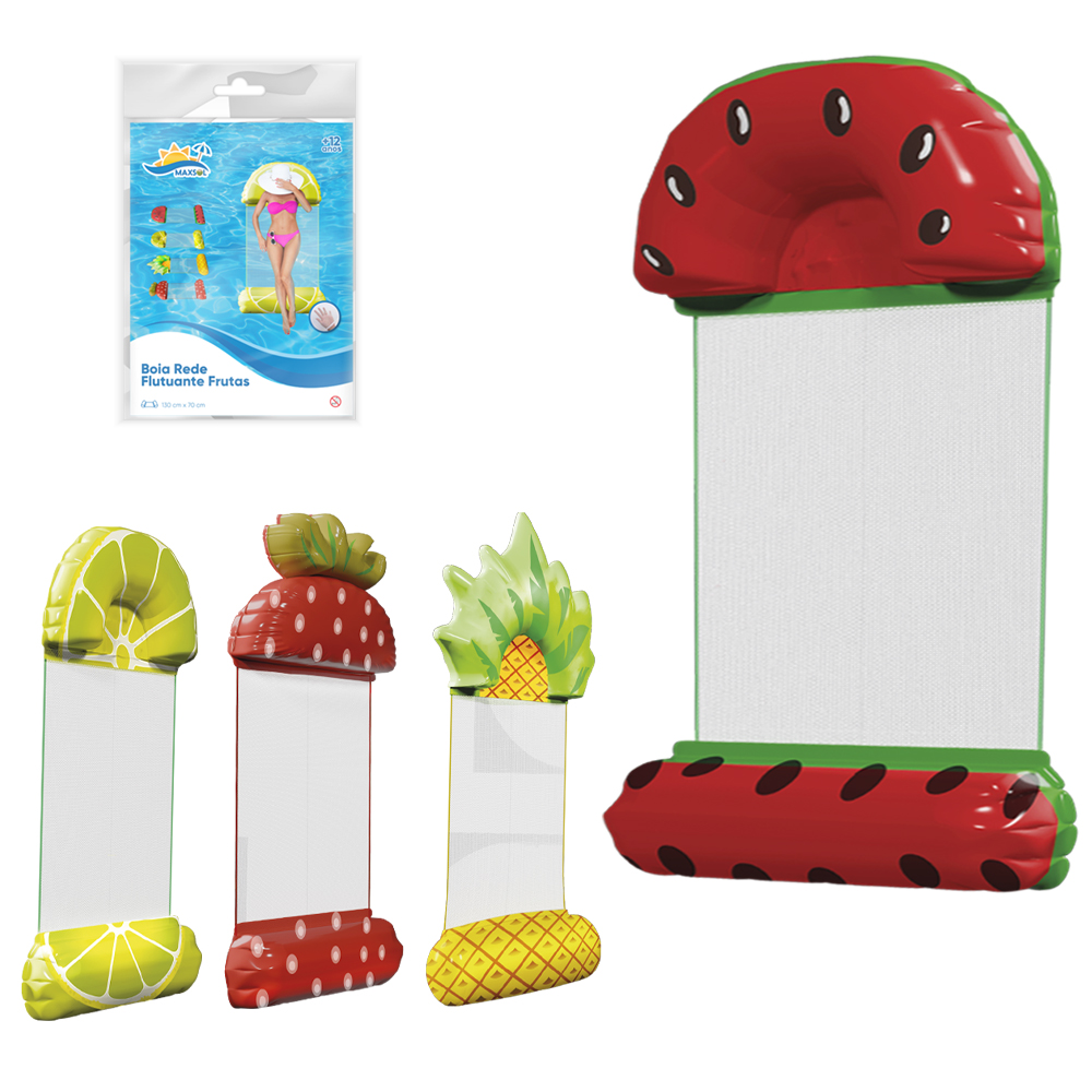 BOIA REDE INFLAVEL FLUTUANTE FRUTAS MAXSOL 130X70CM