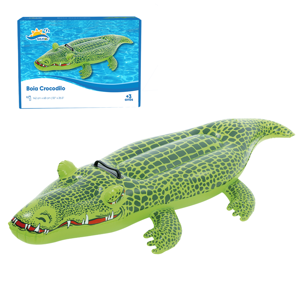 BOIA INFLAVEL CROCODILO COM ALCA MAXSOL 142X68CM